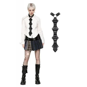Corbata de piel sintética irregular estilo punk para mujer