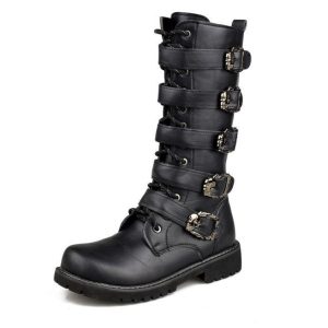 Botas Martin de cuero sintético para hombres con hebillas ajustables