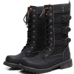 Botas altas con cordones y múltiples hebillas para hombre Botas Martin